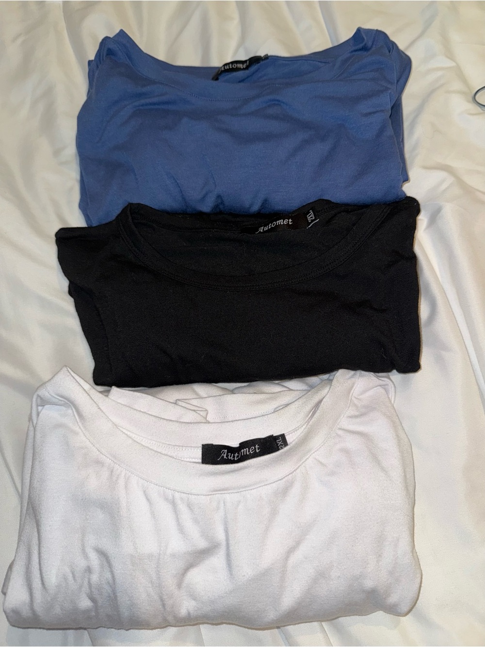 Automet Women’s 2XL Oversized T-Shirts 3 Pack Black Blue White Basic Tees